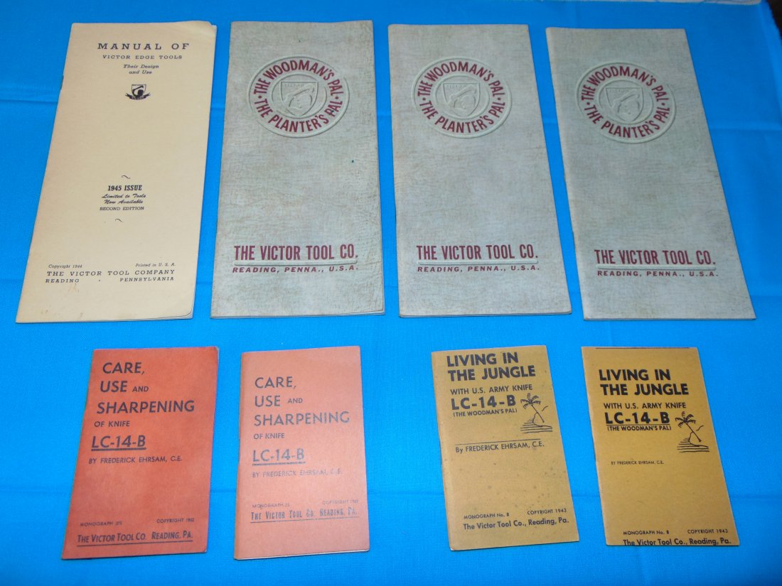 WWII Victor Tool WOODSMAN's PAL Manual Booklet Lot: NICE LOT OF VICTOR TOOL WOODSMAN'S PAL MANUAL LOT.