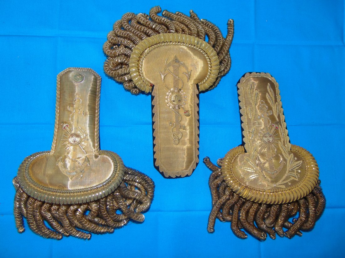 Heavy Bullion Naval Military Shoulder Board, Epaulettes Trio (1 of 7)