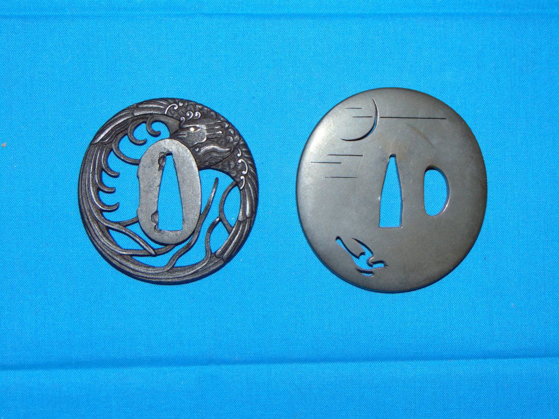 ANTIQUE Japanese Samurai Sword Handguard, TSUBA Pair (1 of 7)