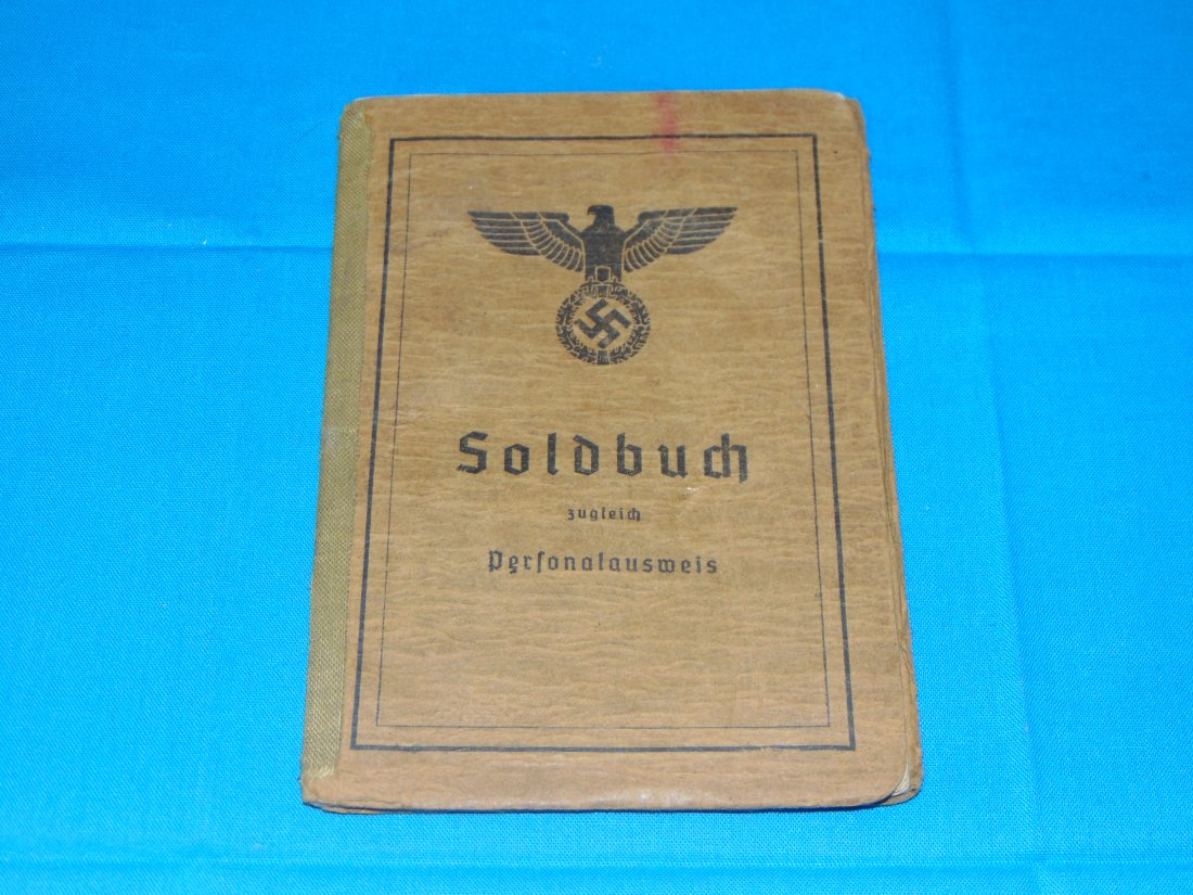 25 April 1945 Issued WWII German SOLDBUCH, Nachrichten-Abteilung 7, 1. Komp: VERY LATE WAR SOLDBUCH, ISSUED ON 26 APRIN 1945, JUST 13 DAYS BEFORE THE WAR ENDED IN GERMANY. HAS SOME ENTRIES AND UNIT MARKED AND STAMPED INSIDE. NOT SURE HOW MANY OF THESE WERE ISSUED THIS LATE IN 