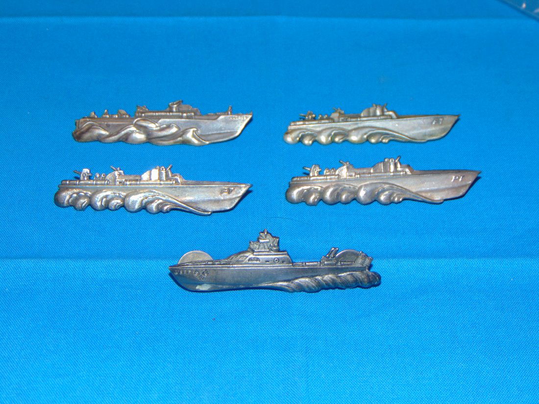 Nice WWII USN Sterling PT Boat Badge Lot, Vosper, Elco, Crash Rescue (1 of 8)