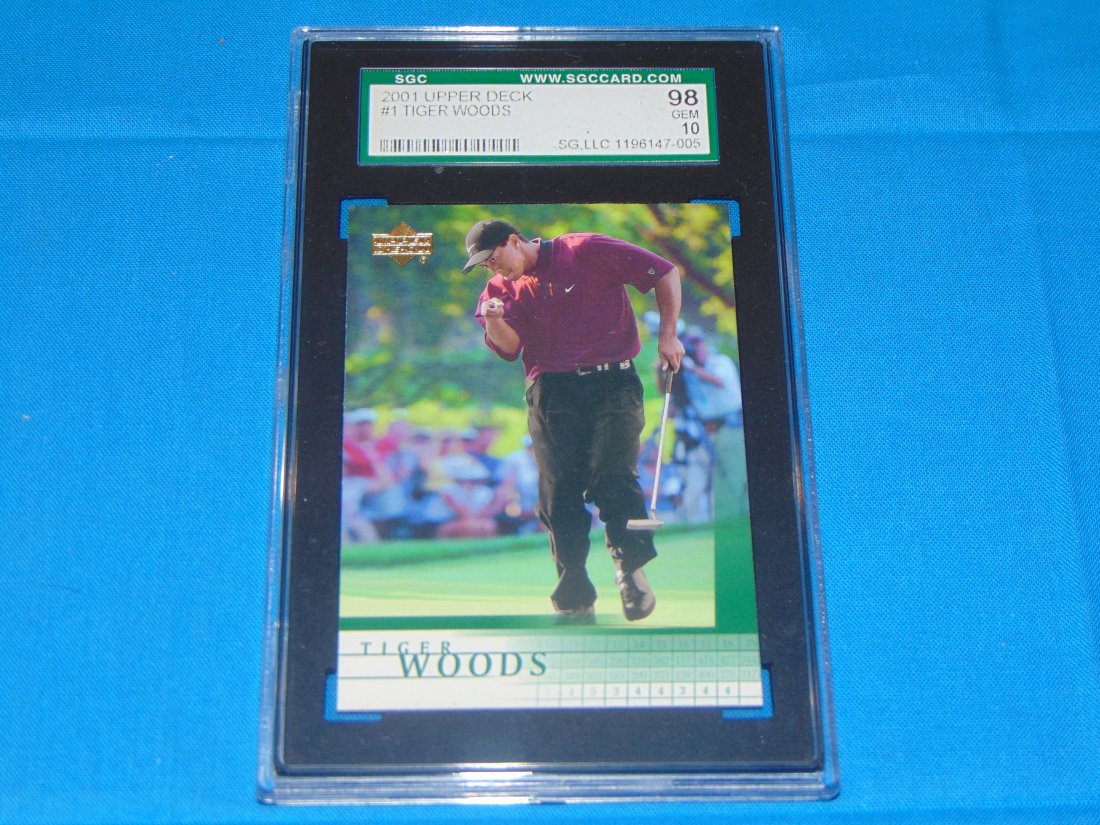 TIGER WOODS 2001 Upper Deck #1 Rookie Card, SCG98 (1 of 3)
