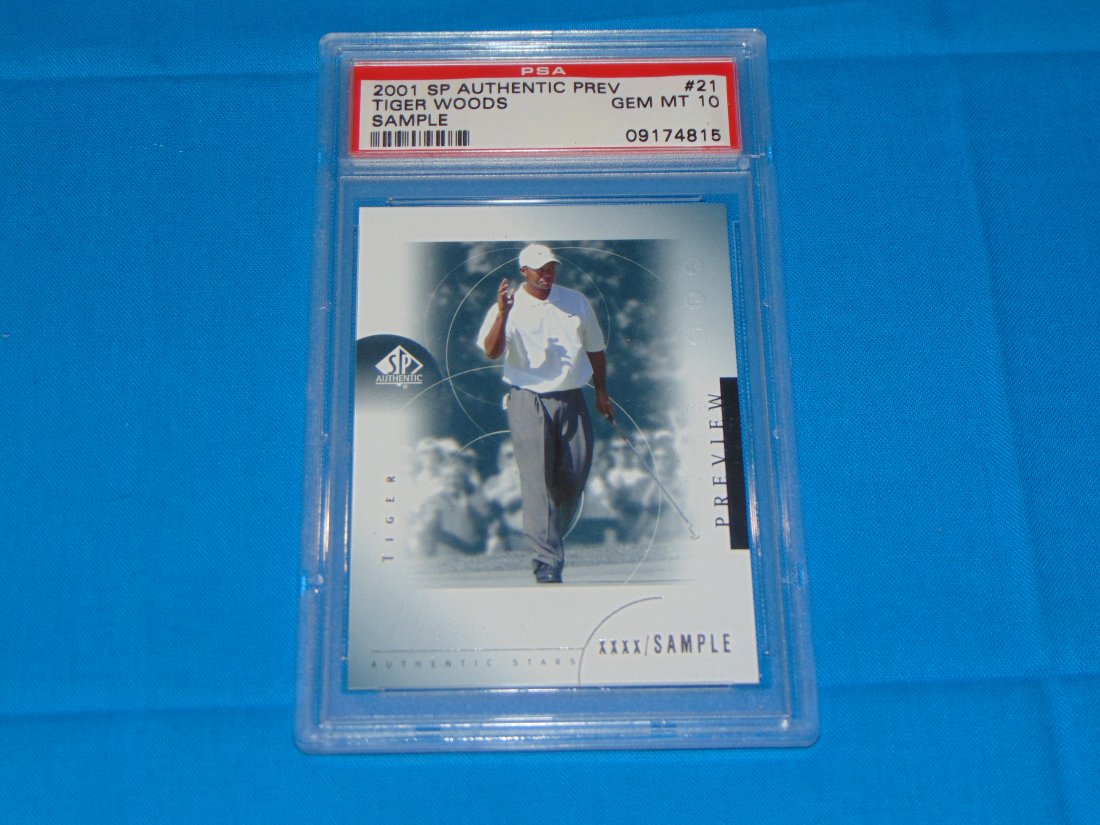 TIGER WOODS 2001 SP Authentic Preview #21 Sample, PSA10 (1 of 3)