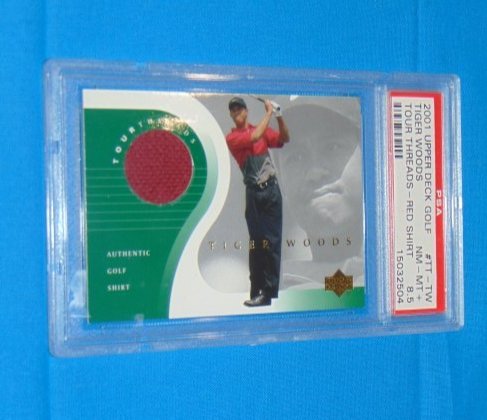 TIGER WOODS 2001 Upper Deck TOUR THREADS RED SHIRT #TT-TW, PSA8.5 (1 of 4)