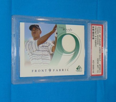TIGER WOODS 2002 SP Game Used Front 9 Fabric #F9STI, PSA10 (1 of 4)
