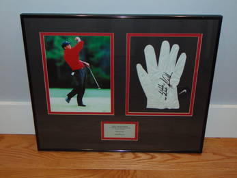 TIGER WOODS Signed Golf Glove, Framed w/ Photo PSA/DNA