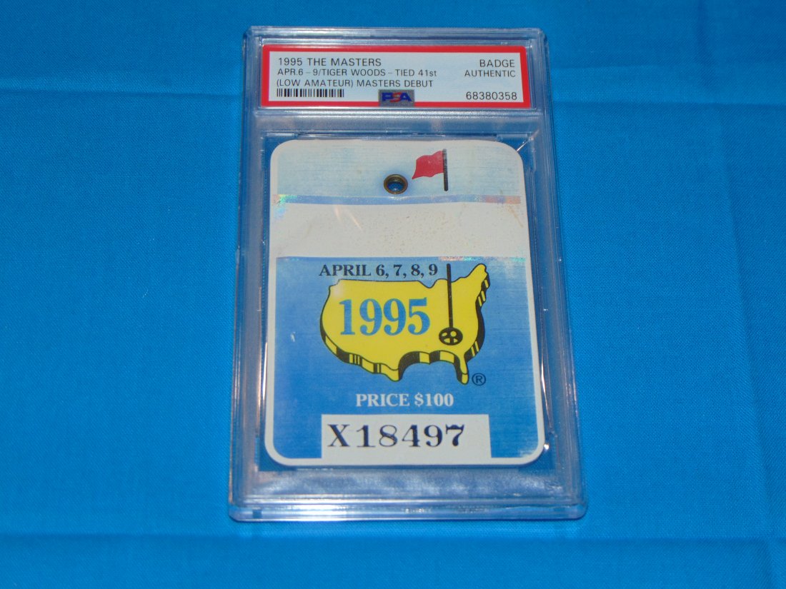 1995 The Masters Tournament Badge, TIGER WOODS Debut, PSA (1 of 3)