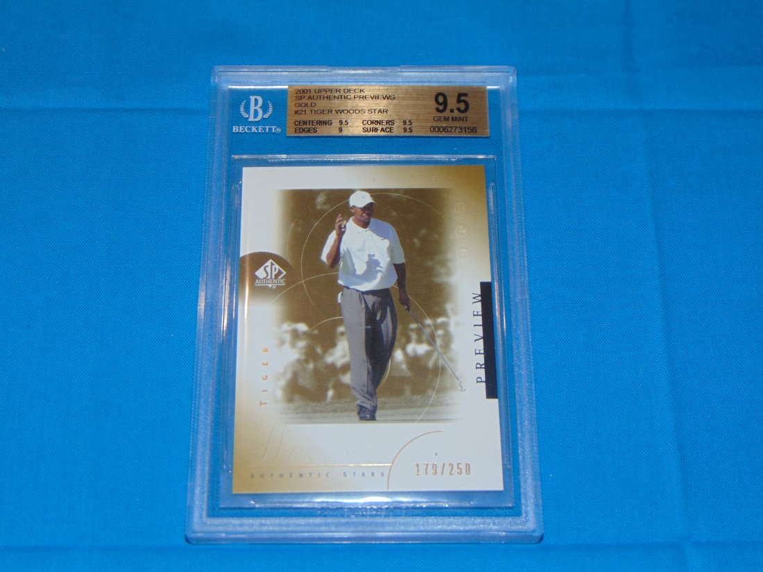 TIGER WOODS 2001 Upper Deck SP Authentic Previews GOLD 179/250, BGS9.5 (1 of 4)