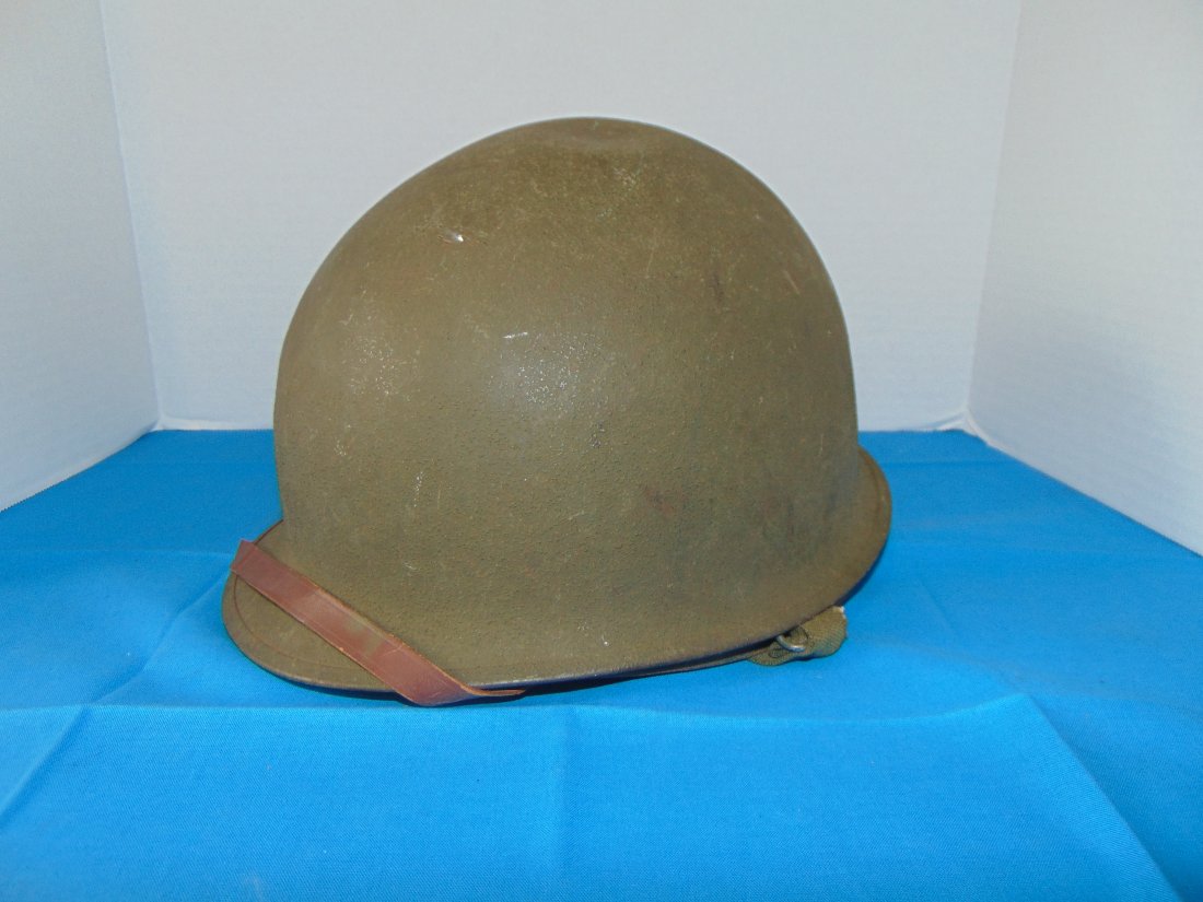 WWII U.S. M1 M-1 Combat Helmet, Front Seam, Swivel Bale w/  Westinghouse Liner (1 of 5)