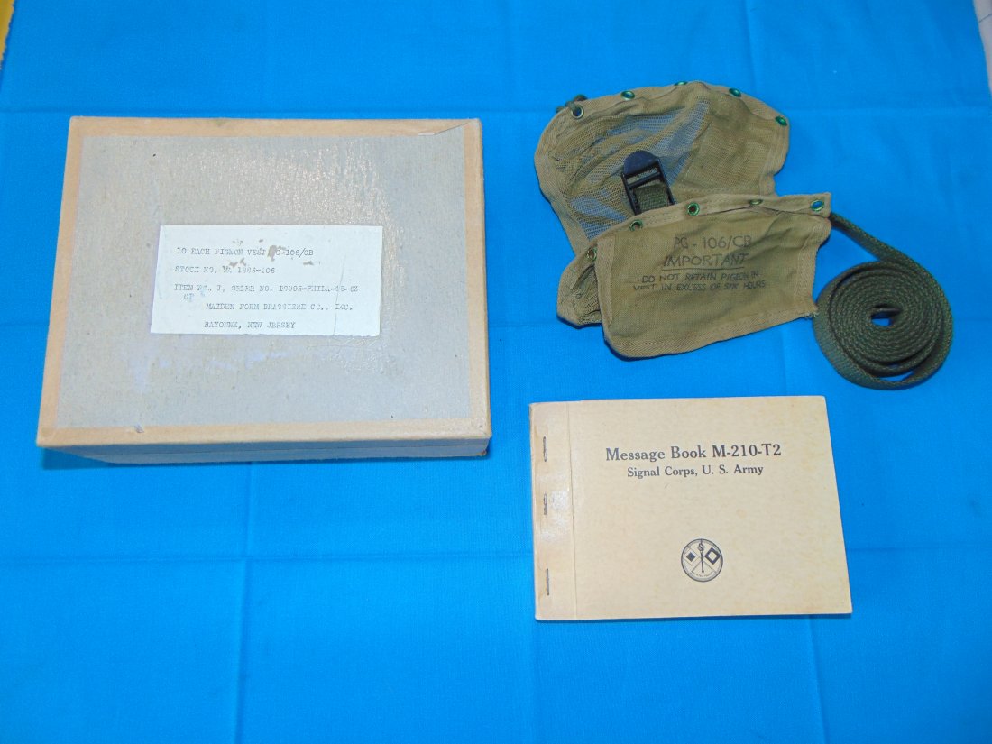 Rare WWII Airborne PG-106/CB Messenger Pigeon Vest, M-210 Book & Shipping Box (1 of 3)