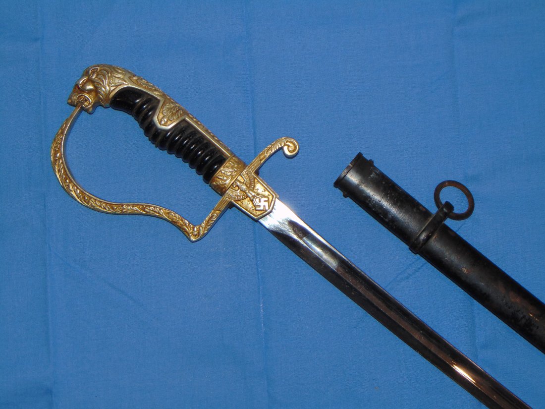 WWII German Army Officer's Sword, Lions Head (1 of 15)