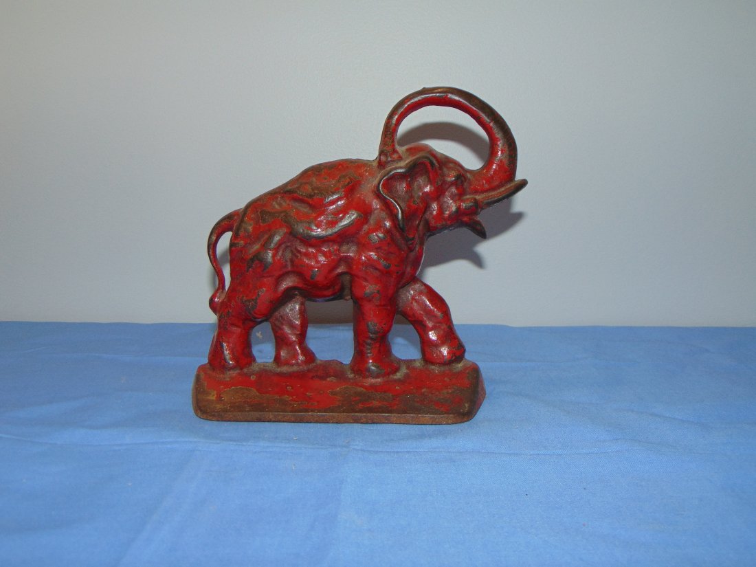 Original Antique Cast Iron Doorstop, Elephant (1 of 5)