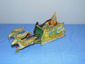 Original Antique Pressed Steel Tin Toy, 1920's Ferdinand Strauss SANTEE CLAUS