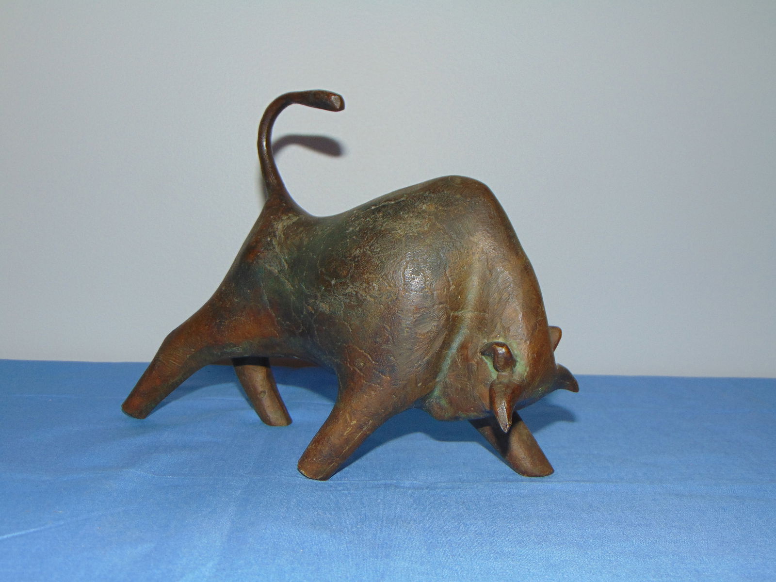 Art Deco / Abstract Form Bronze Statue of a BULL in Fighting Stance (1 of 7)