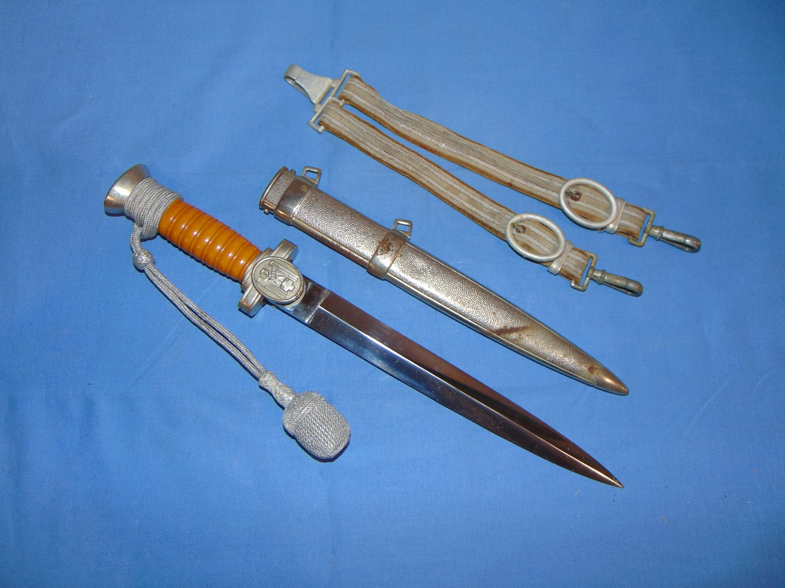 Original WWII German DRK RED Cross Officer's Leaders Dagger w/ Hangers & Knot (1 of 18)