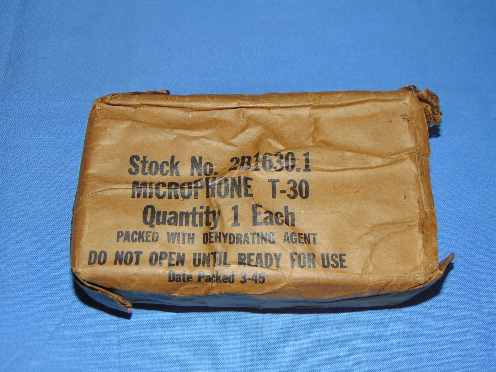 NOS WWII AAF Throat Microphone T-30, 3-45: WWII T-30 MICROPHONE, STILL SEALED, LOOKS TO BE NOS UNISSUED.
