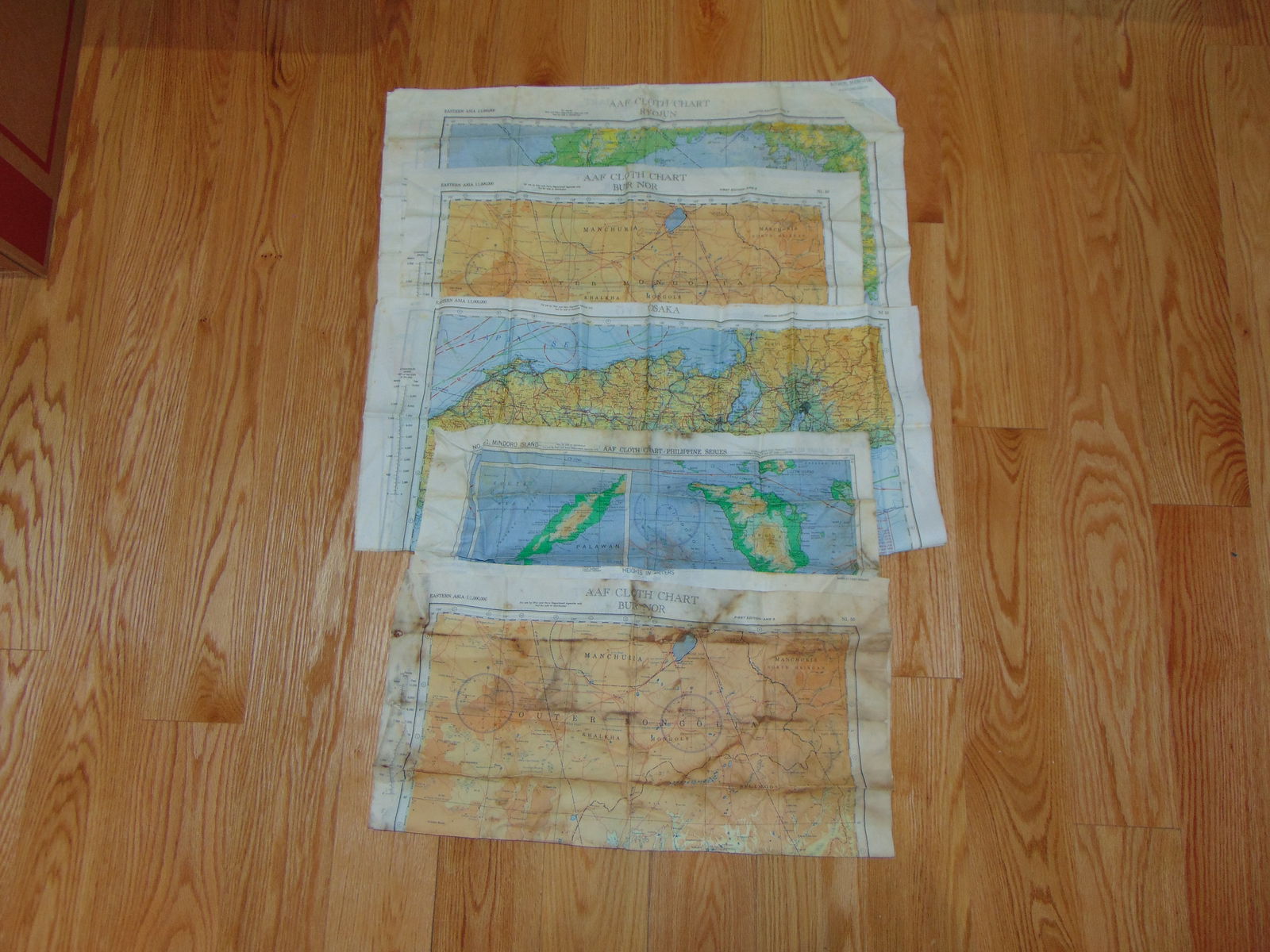 WWII AAF SILK ESCAPE & EVASION MAP LOT (1 of 4)