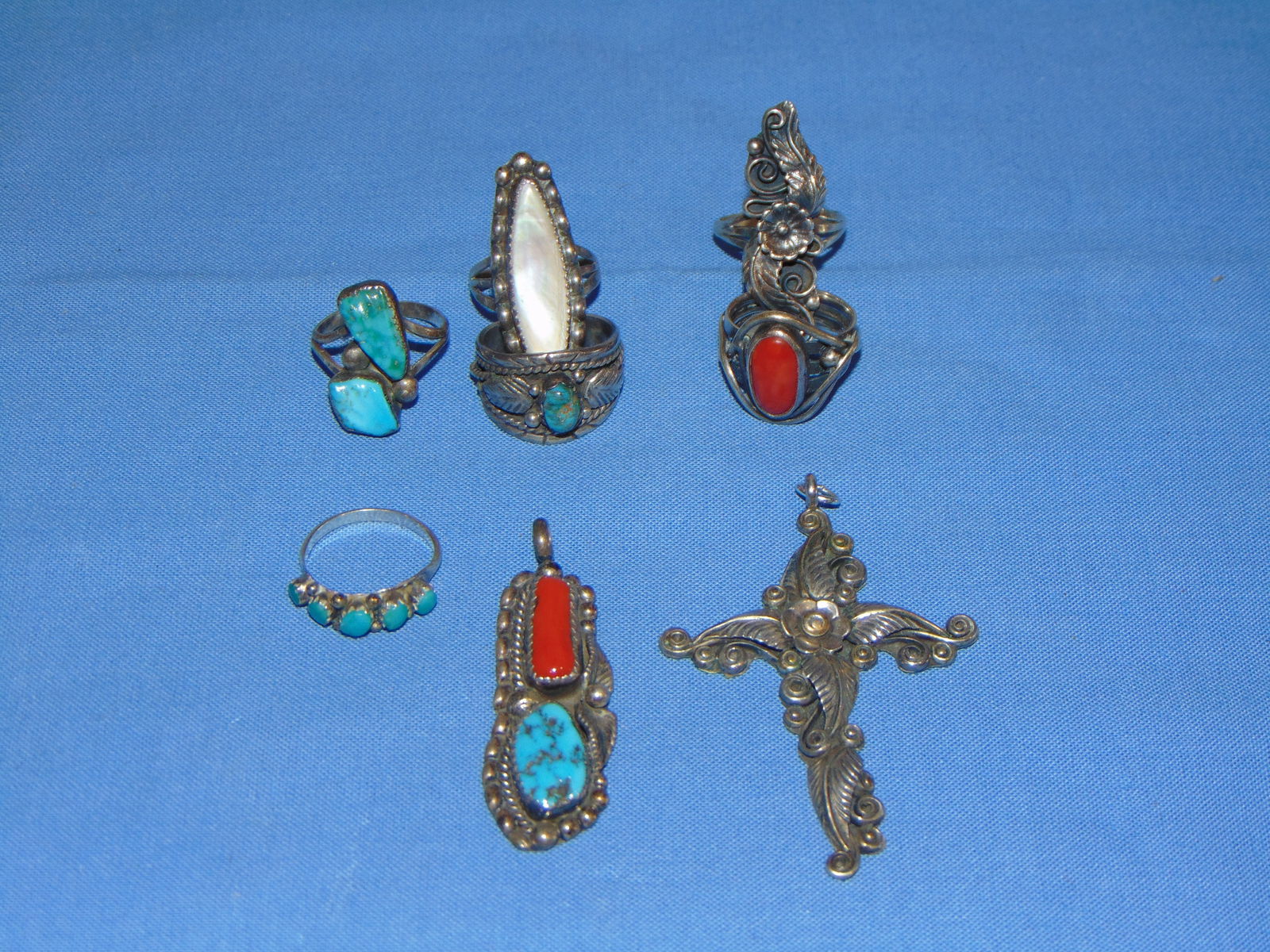 Southwest Old Pawn Sterling & Turquoise Jewelry, Ring & Pendant Lot (1 of 9)