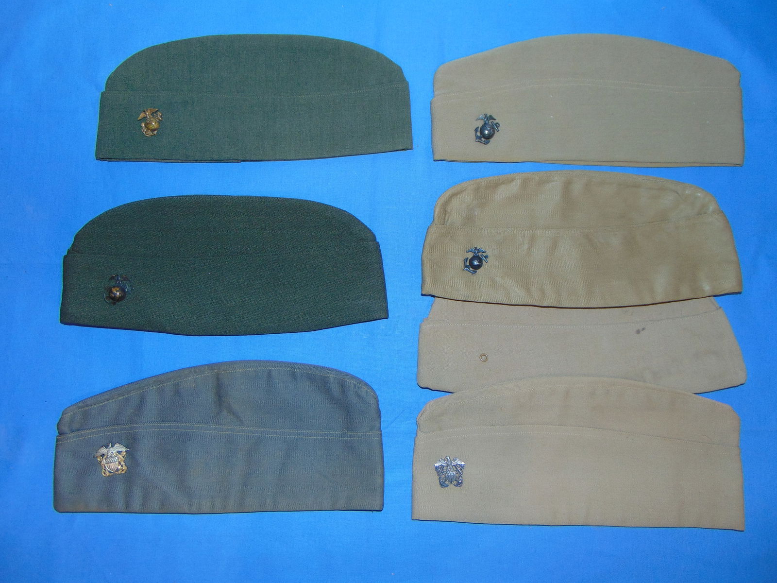 WWII USMC USCG Overseas / Garrison Cap Hat Lot (1 of 10)