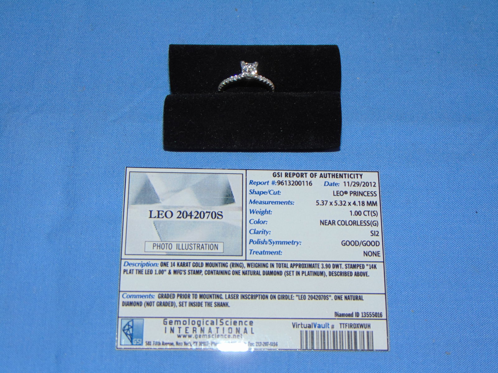 LEO Diamond & 14K Setting, 1 Carat Princess Cut, G-Color, SI2 Clarity (1 of 8)
