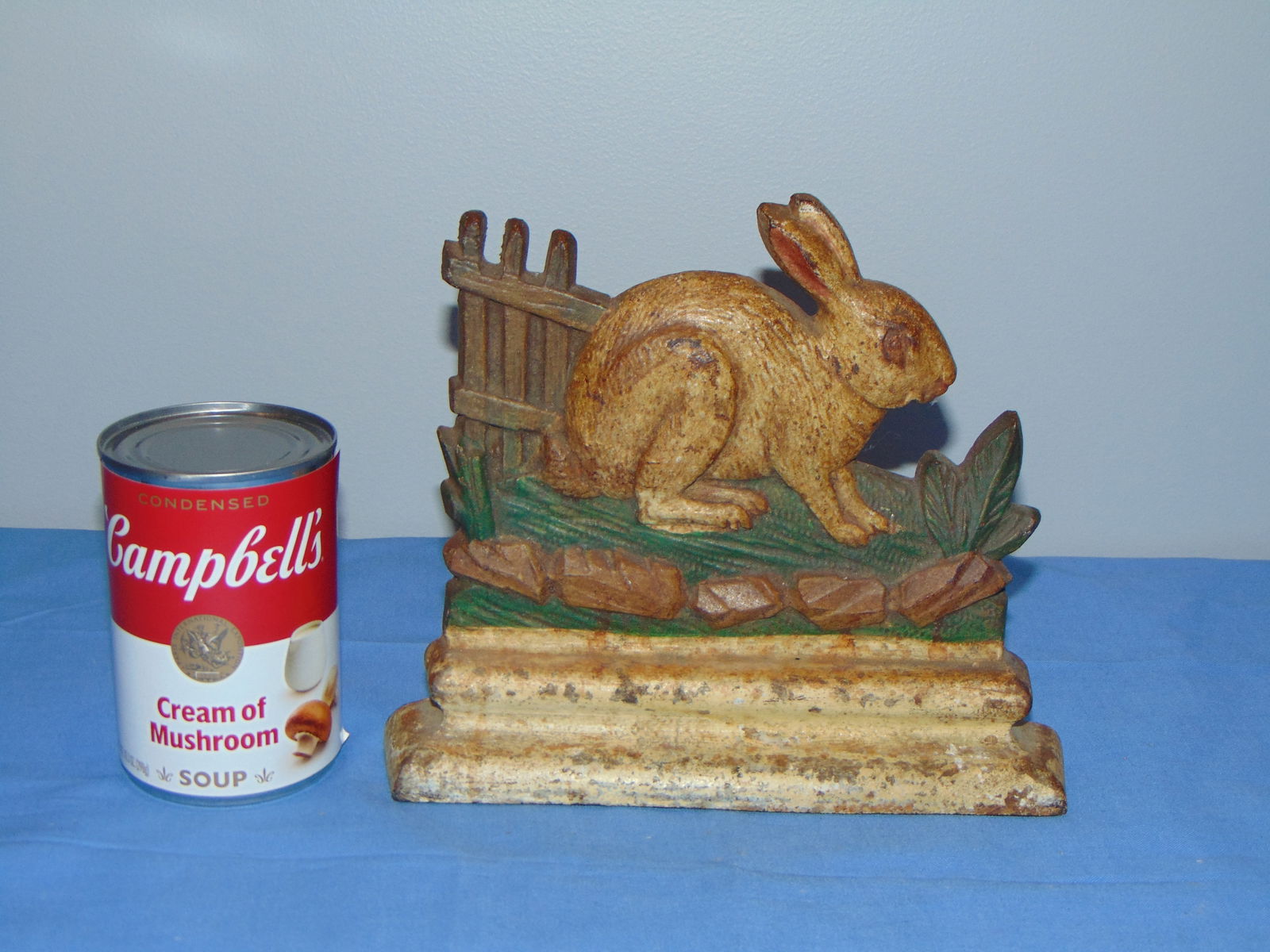 Original Antique Cast Iron Doorstop, RABBIT AT FENCE (1 of 5)