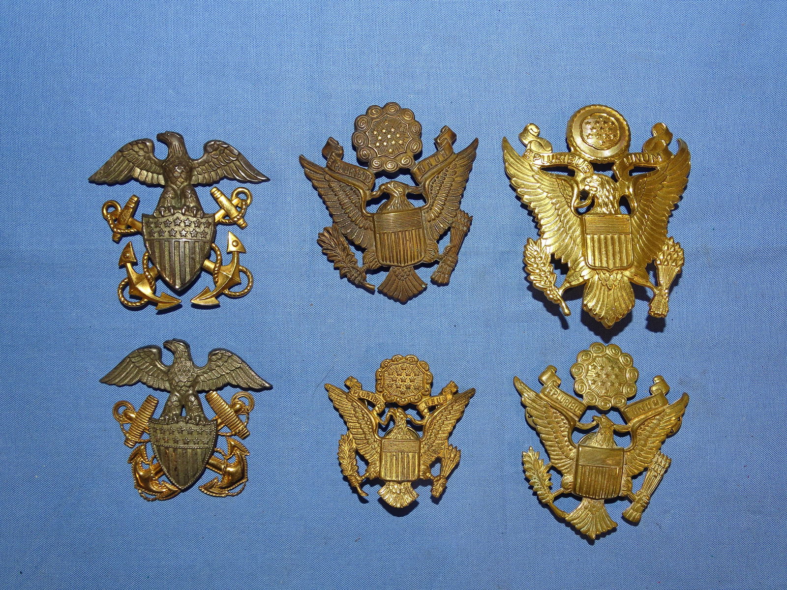 WWII U.S. Amy & Navy Officer's Cap Badge Lot (1 of 7)