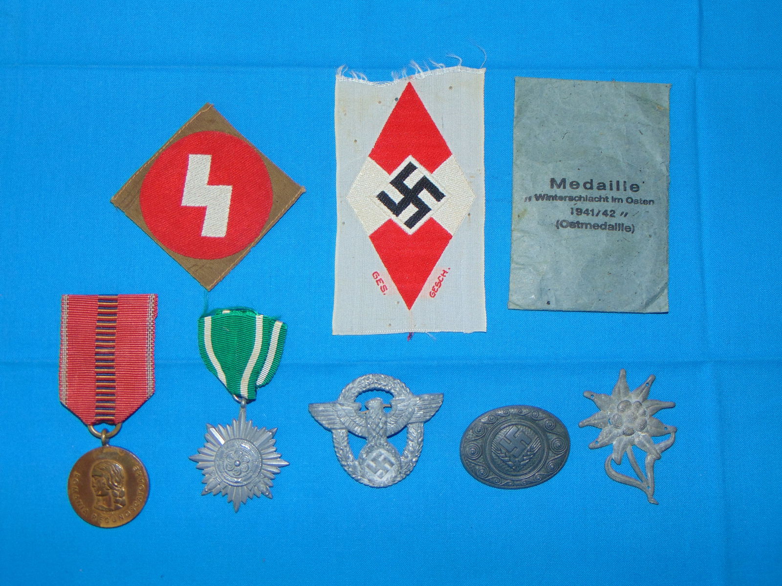 WWII German Medal, Badge, Patch Insignia Lot (1 of 10)
