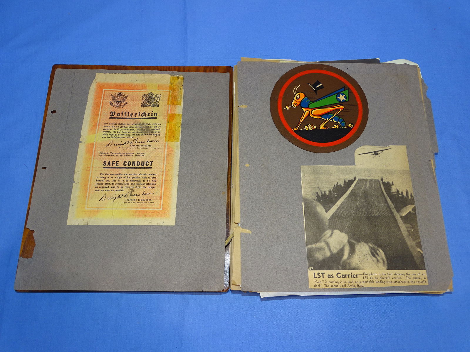 WWII L-4 Grasshopper Liason Pilot Scrapbook w/ Patches, Doc's, Photos, Clippings, Etc (1 of 17)