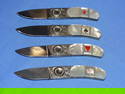 Lone Wolf, Gerber Paul Set of 4 Gamblers Knives, Engraved & Mother of Pearl