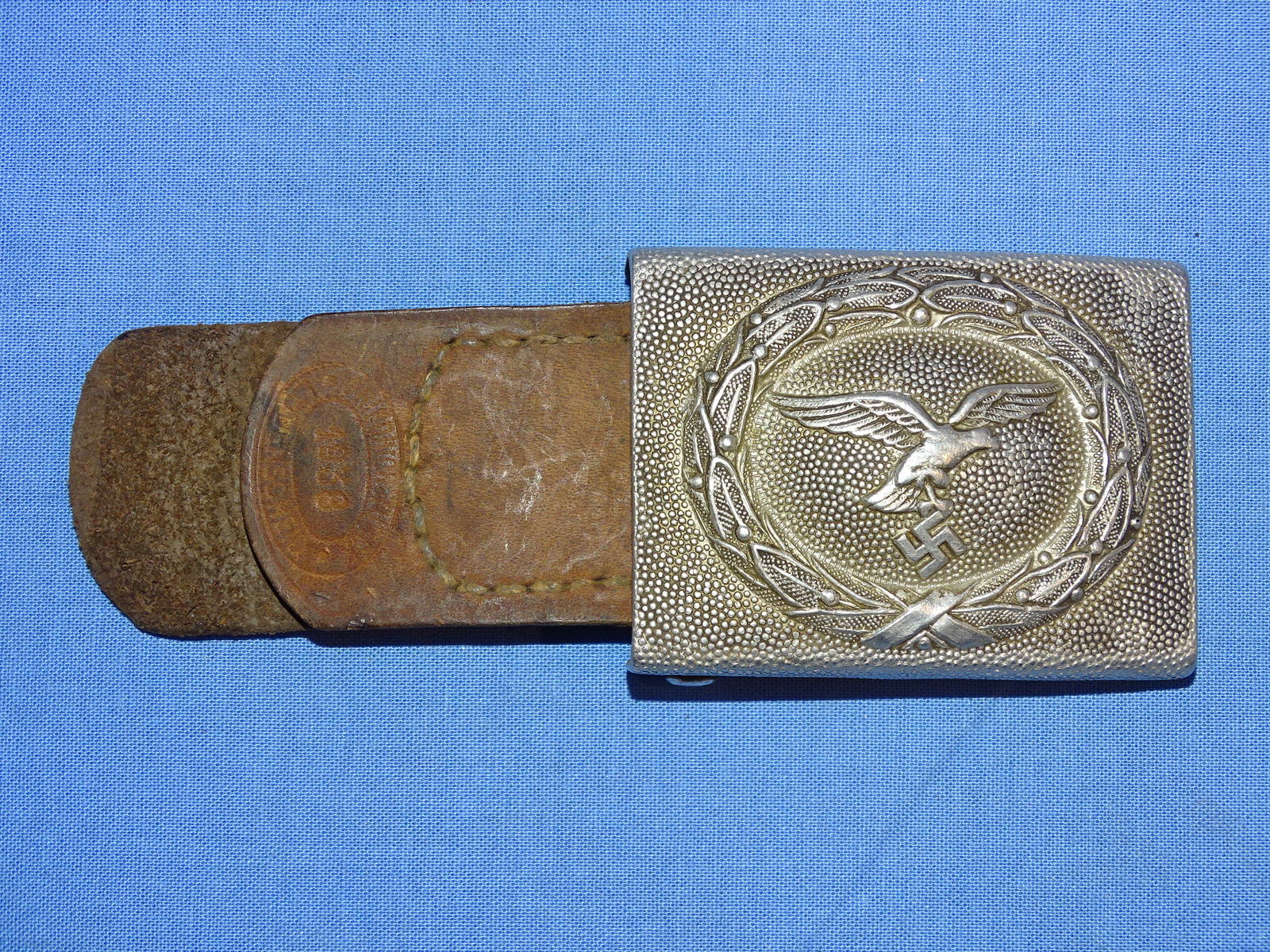 WWII German Luftwaffe Enlisted EM Belt Buckle w/ Tab 1938 Dated & Maker Marked (1 of 6)