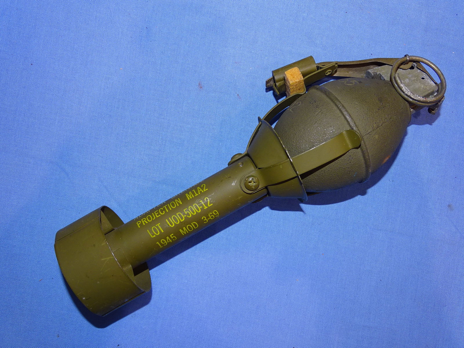 Inert / Dewat Vietnam War Era M1A2 Practice Rifle Grenade,RFX55 M12 3-69 Dated: VIETNAM WAR ERA M1A2 PRACTICE RIFLE GRENADE. INERT & DEWAT. WILL NOT SHIP OUTSIDE THE U.S., NO EXCEPTIONS!