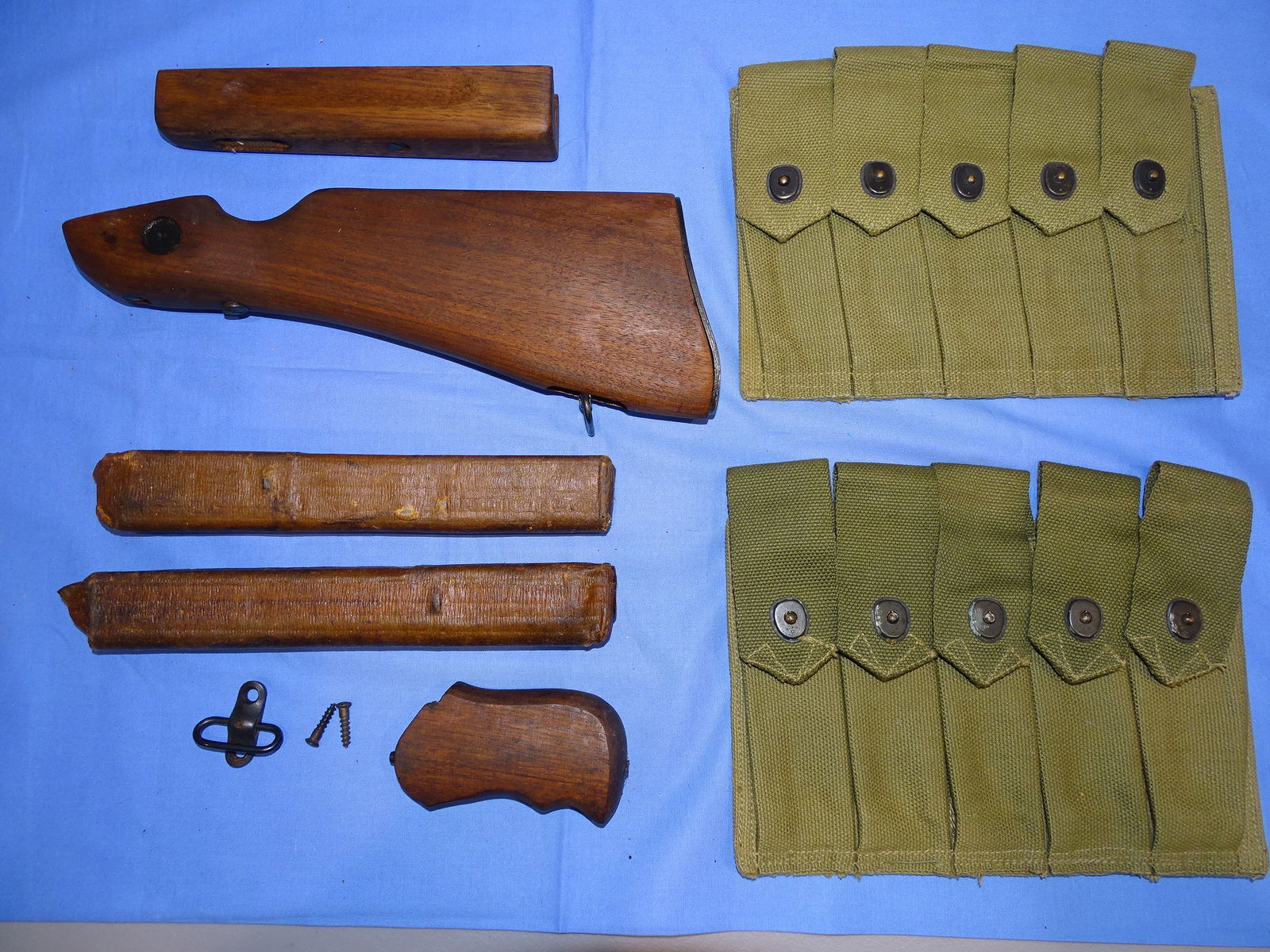 NOS WWII Thompson SMG Parts, Stocks Magazine Pouch Lot (1 of 6)
