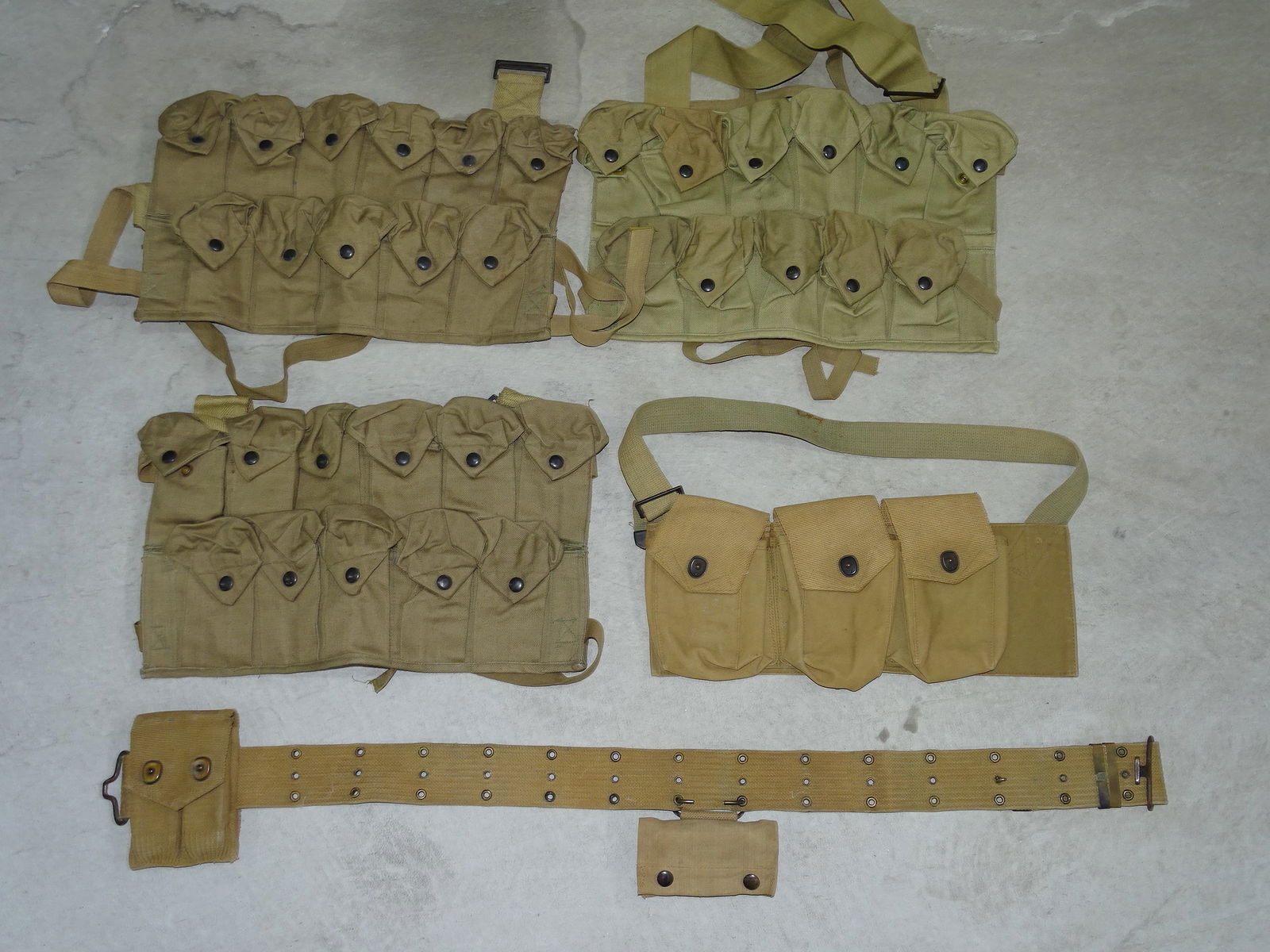WWI Field Gear Web Belt, Mag & First Aid Pouch Lot (1 of 16)