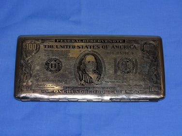 Vintage $100. Bill Metal Wallet or Cigarette Case