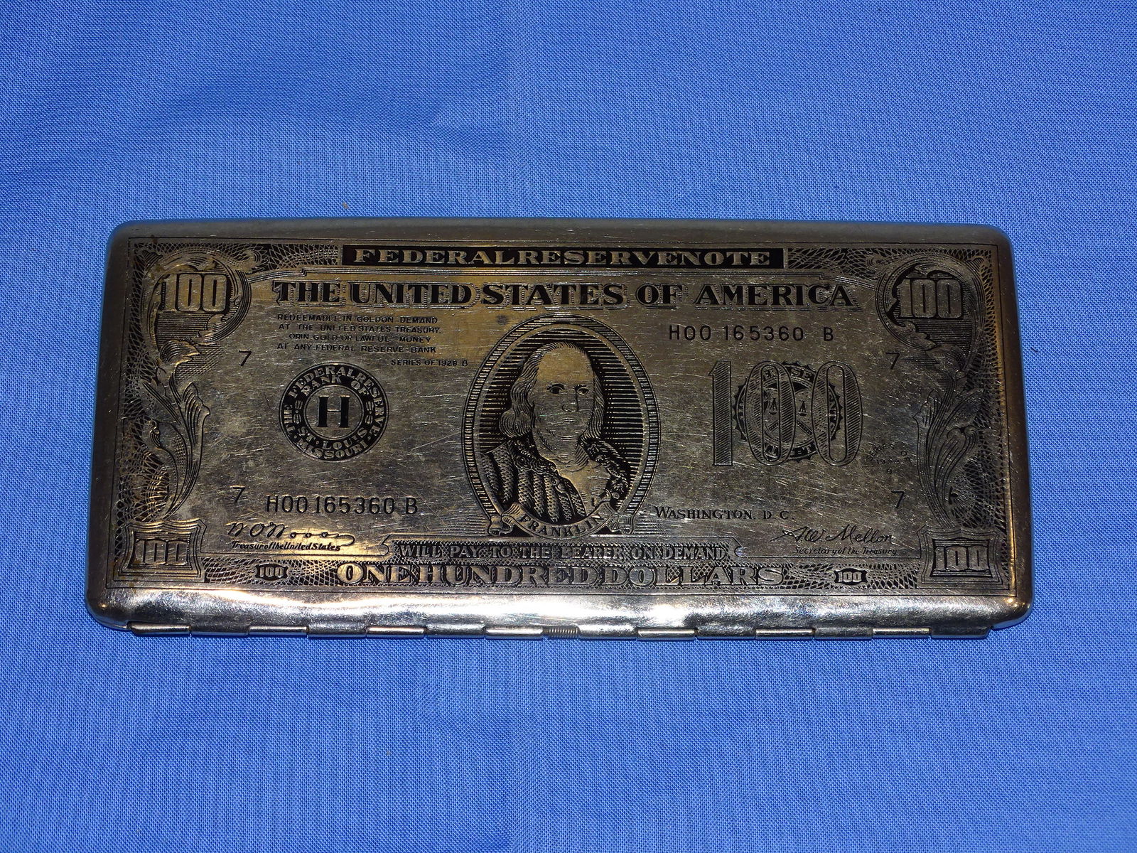 Vintage $100. Bill Metal Wallet or Cigarette Case