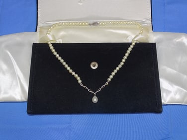 ALWAND VAHAN 10K White Gold & Diamond Pearl Y-Drop Necklace