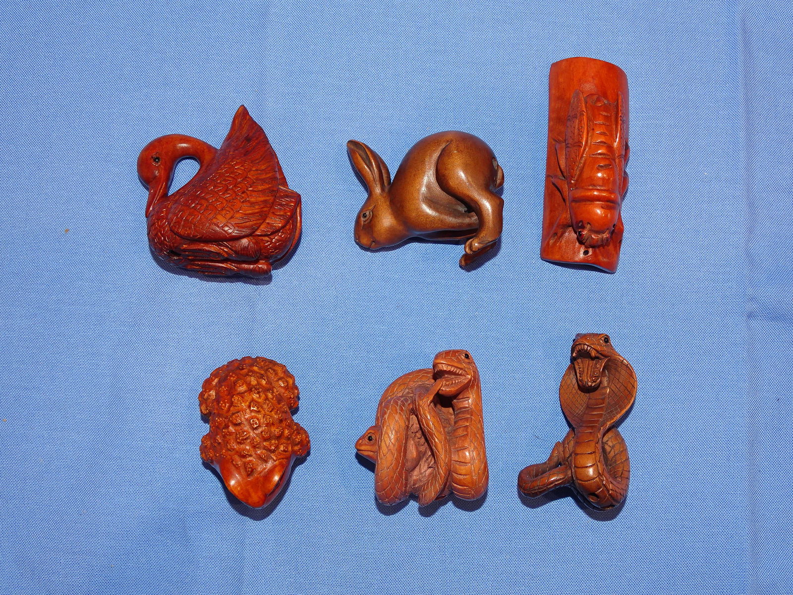 Lot of 6 Antique Japanese Carved Wood Netsuke (1 of 5)