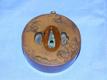 Antique Japanese Bronze Water Dropper SUITEKI Made from Samurai Sword Guard Tsuba