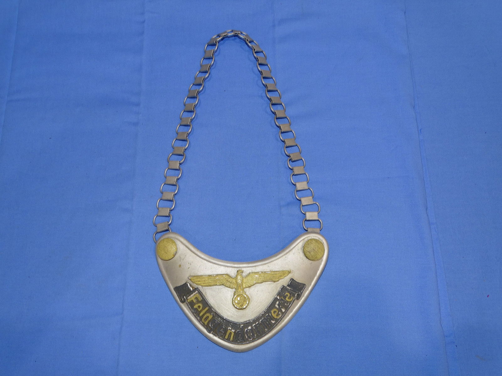 WWII German Nazi Gorget, FELDGENDARMERIE, Field Police: NICE 100% ORIGINAL WWII GERMAN POLICE GORGET.