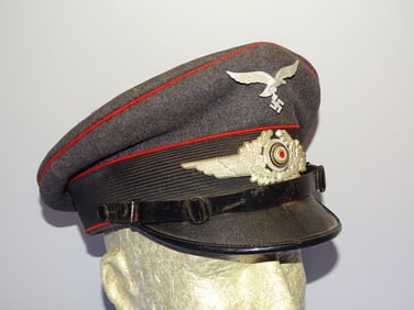 WWII German Luftwaffe Enlisted Man's Artillery Visor Cap Hat, 1938 Dated