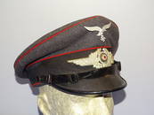 WWII German Luftwaffe Enlisted Man's Artillery Visor Cap Hat, 1938 Dated