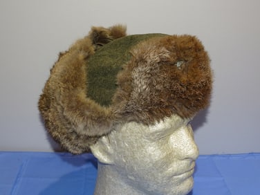 WWII German Army Winter Cold Weather Fur Hat Cap