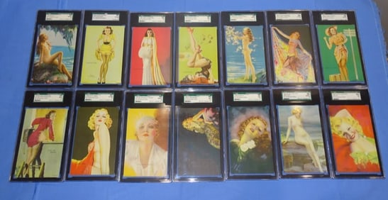 Vintage MUTOSCOPE Pin-Up Girl Card Lot of 14, All SGC Graded