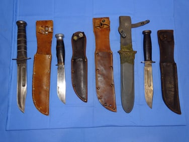 WWII Fighting Knife & Sheath Lot, KA-BAR, Kinfolks