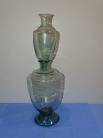 Old Large 2-Part Pharmacy Store APOTHECARY GLOBE JAR, Hand Blown w/ Pontil