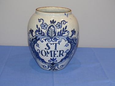 Dutch DELFT Tobacco Jar Jug, ST OMER
