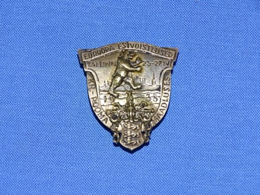 Ultra Rare Pre-WWII 1938 European Greco-Roman Wrestling Championship Badge, Estonia