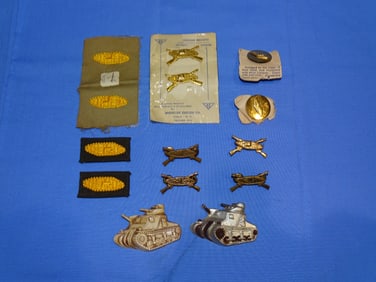 WWI - WWII Armor Tank Insignia Pin Patch Lot