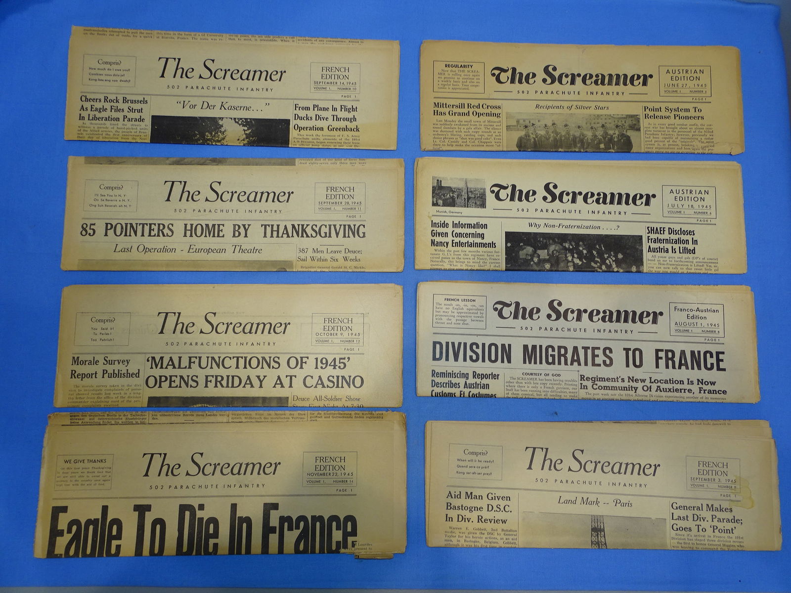 WWII 101st Airborne Paratrooper 502nd Parachute Infantry "THE SCREAMER" Unit Newspapers (1 of 10)