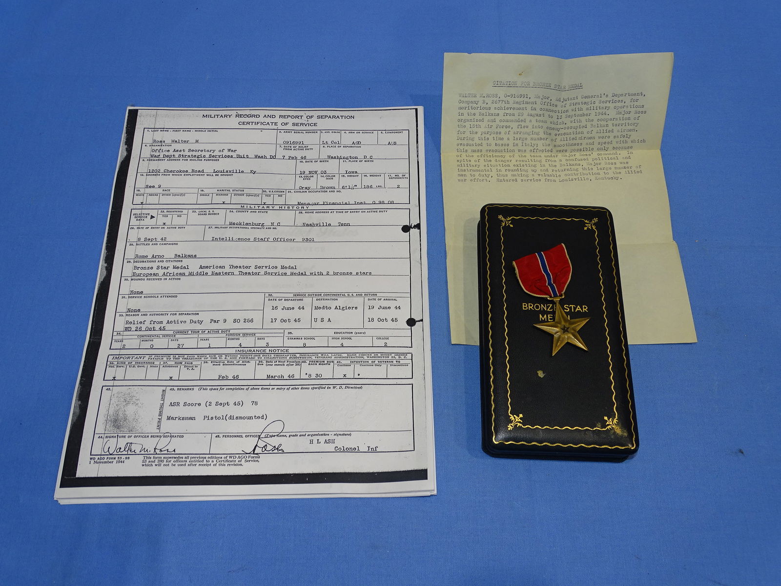 WWII Named Bronze Star Medal, Major Ross, OSS 2677th Regiment Office of Strategic Services (1 of 15)